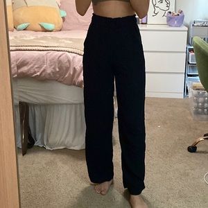 Black High-Waisted Flowy Pants